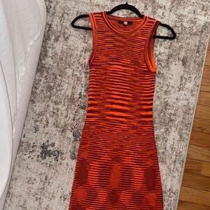 Cotton Candy Orange and Black Midi Dress